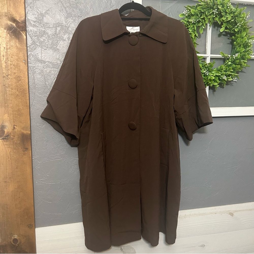 Vintage Brown spiegel Button-Up overcoat trench Coat medium